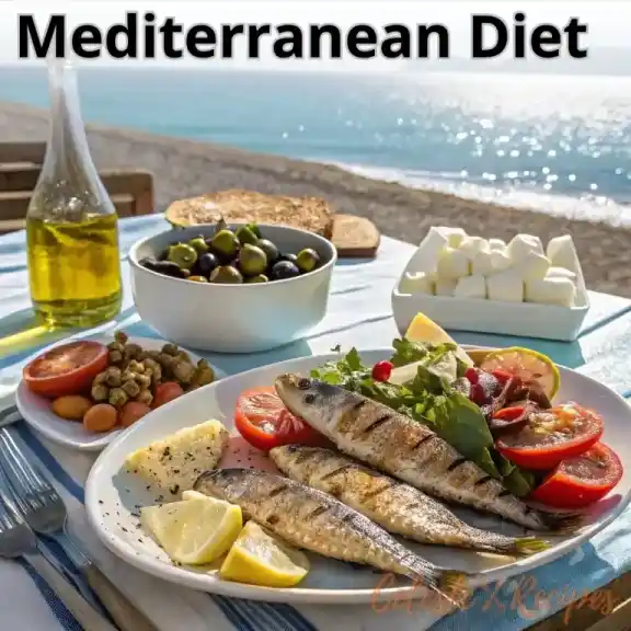 Home 1 Mediterranean meal with fish and salad