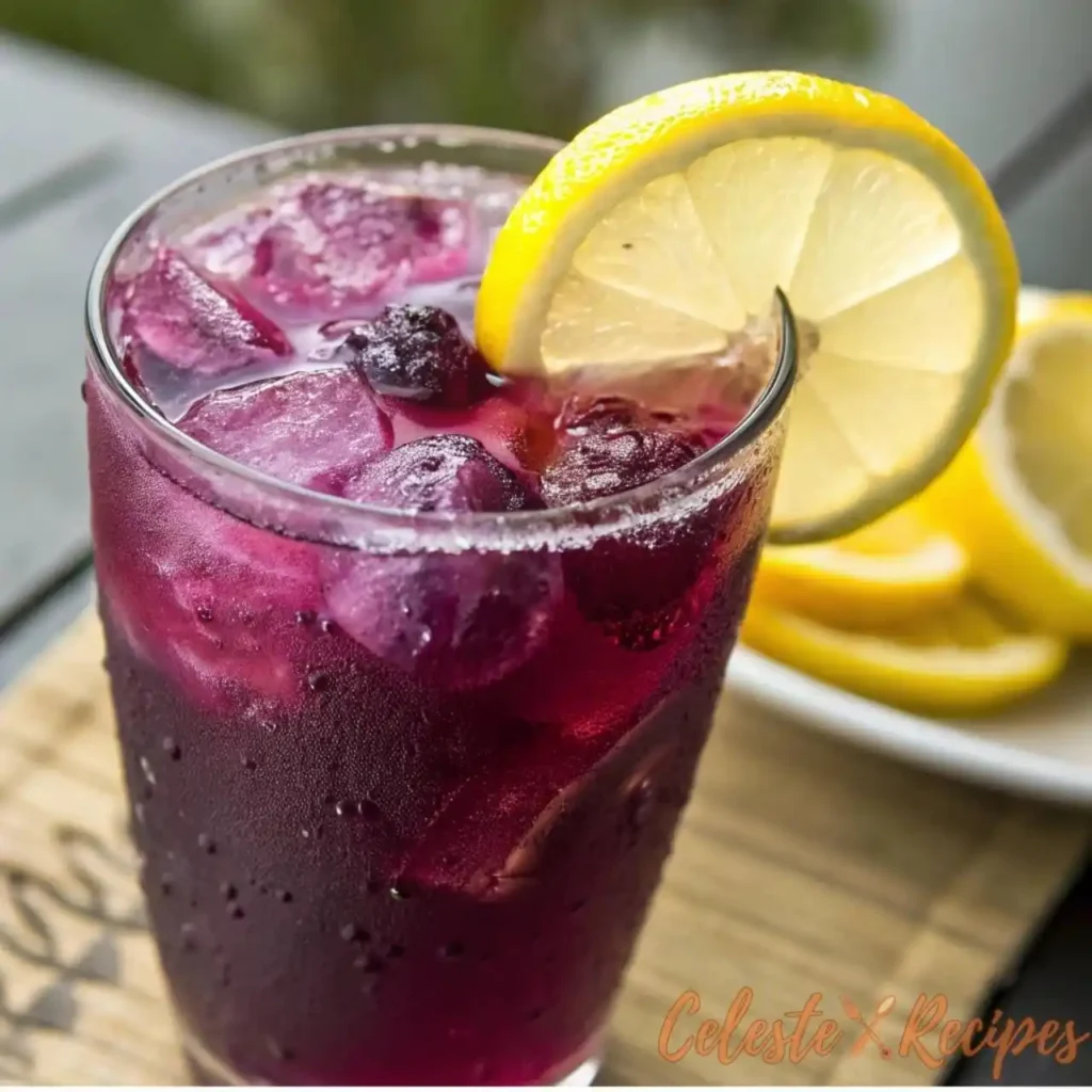 Brazilian Mounjaro drink in a glass with lemon