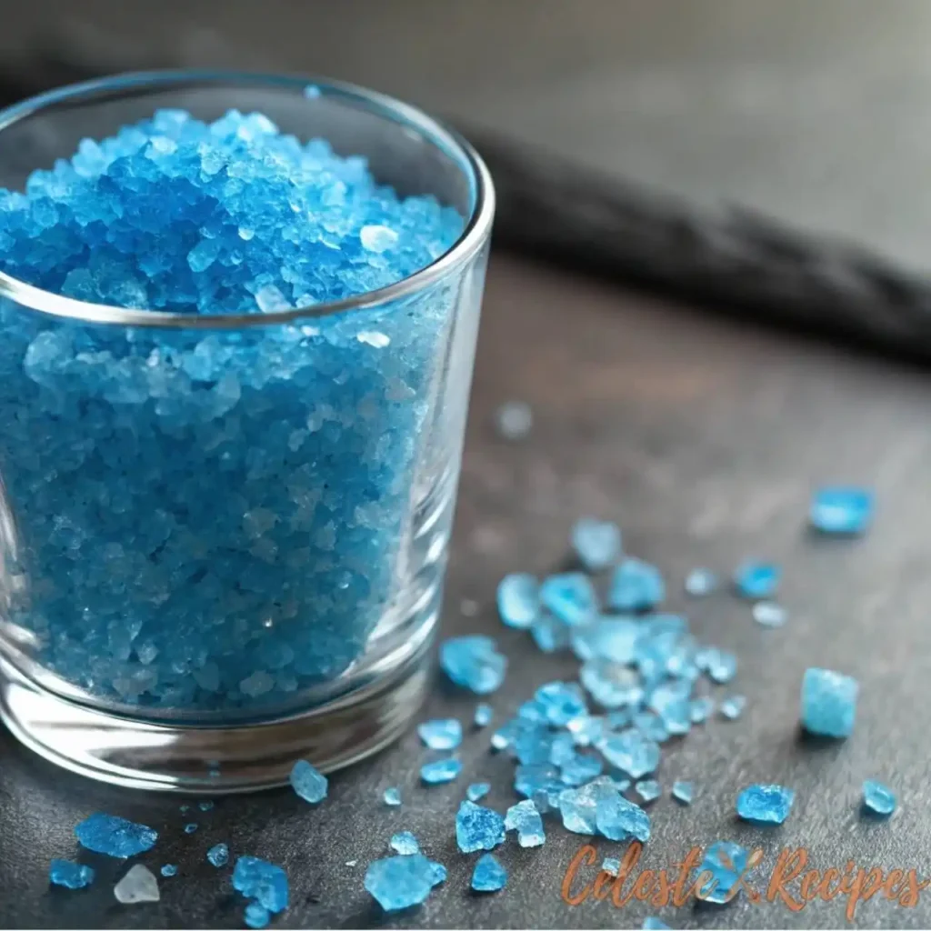 glass filled with Blue Salt Trick