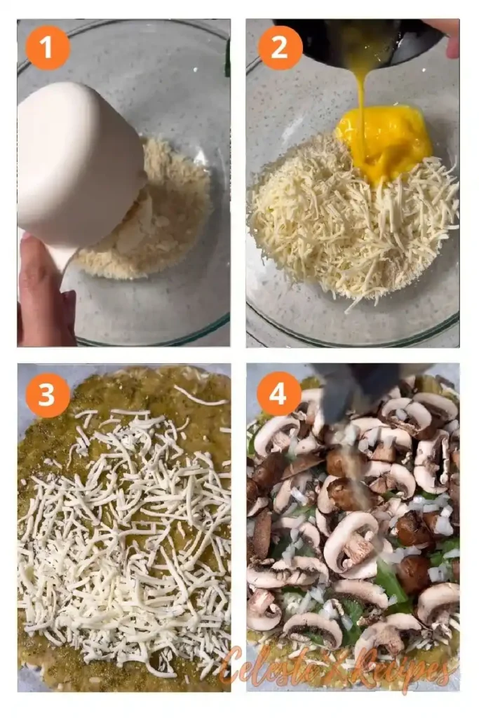 5 Ingredient Crispy Winner for Keto Pizza Crust Recipe 2 Making keto pizza dough step by step on parchment paper