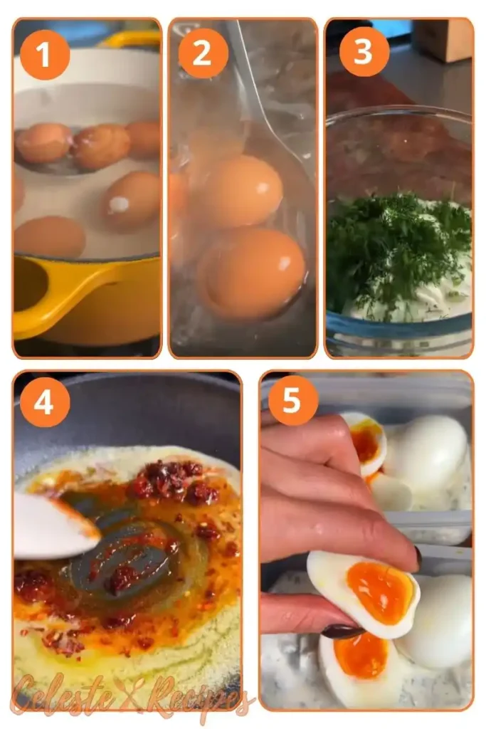 Turkish Eggs (Çılbır): A Creamy, Spicy Breakfast You’ll Crave Daily 2 Turkish Eggs (Çılbır) 1 to 5 step by step