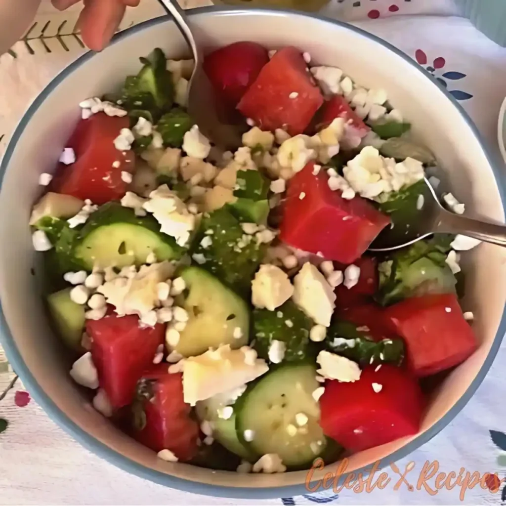 Watermelon Feta Salad with a Zesty Secret Ingredient You'd Never Expect 4 Refreshing watermelon feta salad with cucumber and mint