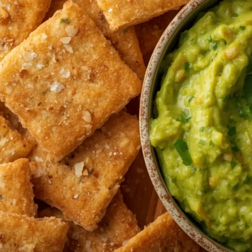 almond flour crackers with guacamole