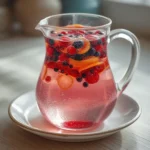 Berry Lemon Detox: Vibrant Berry Lemon Detox in a clear pitcher with sliced lemons and mixed berries floating in cold water.
