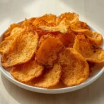 Cottage Cheese Chips: Golden brown crispy cottage cheese chips stacked on a cooling rack.