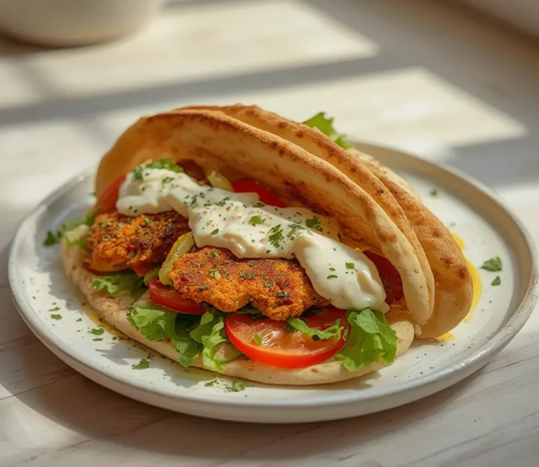 Home 9 Greek Chicken Gyros: Juicy Greek Chicken Gyros with tzatziki, lettuce, and tomato on warm pita, showing golden chicken and vibrant colors.