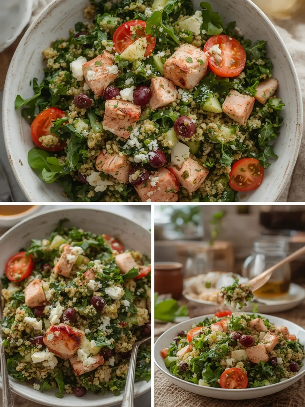 greek kale salad with quinoa chicken 1