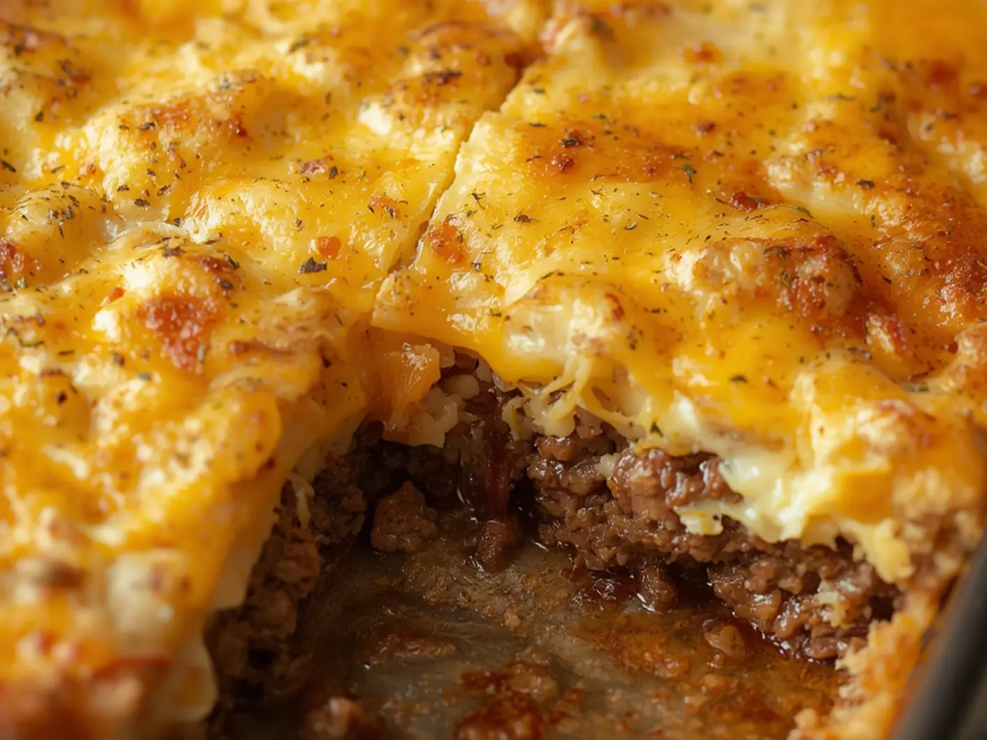 Ultimate Low Carb Taco Casserole Ground Beef 7 Low Carb Taco Casserole Ground Beef: Golden baked low carb taco casserole with melted cheese and ground beef filling in a white dish.