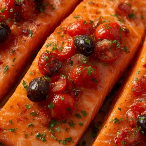 mediterranean baked salmon with olives tomatoes