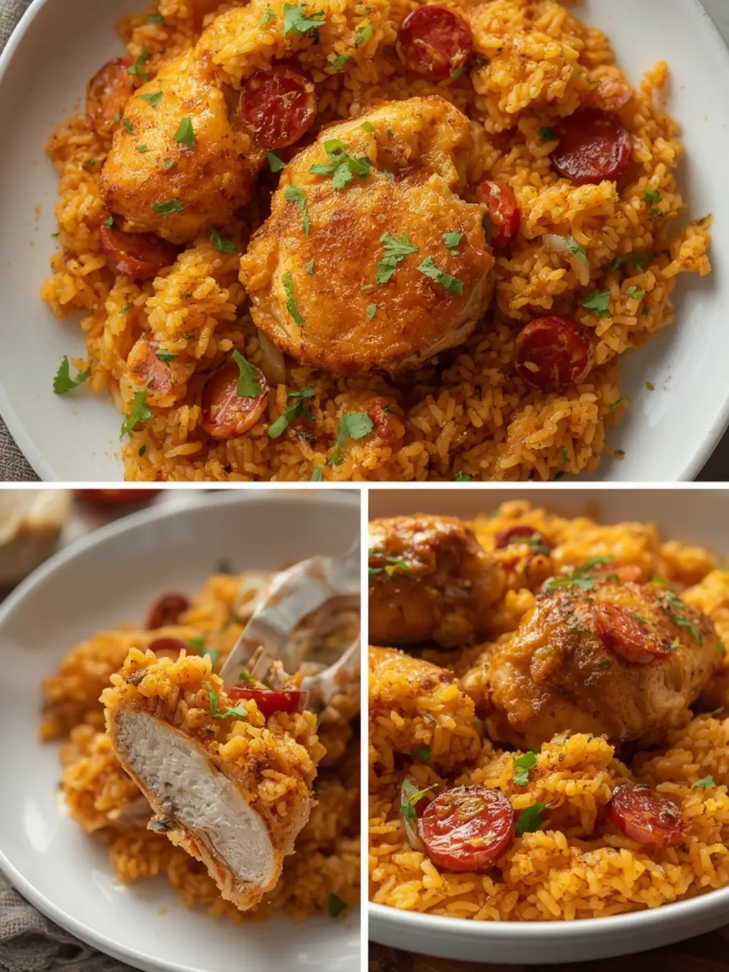 Juicy One Pan Spanish Chicken Rice with Chorizo 3 one pan spanish chicken rice with chorizo 1