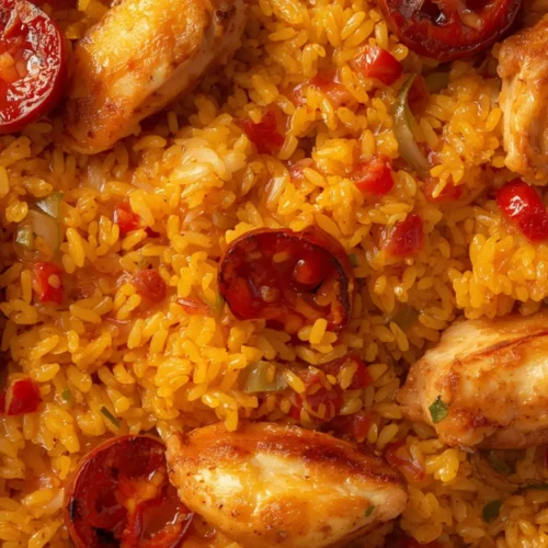 Juicy One Pan Spanish Chicken Rice with Chorizo 5 one pan spanish chicken rice with chorizo