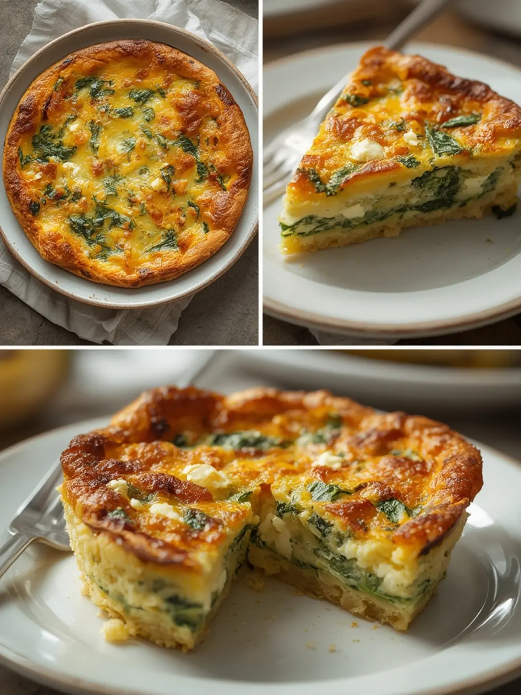 Golden Spinach Feta Crustless Quiche Easy Protein Breakfast 3 spinach feta crustless quiche 1