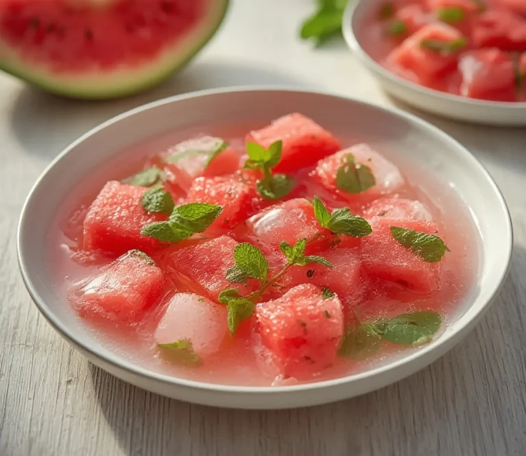 Home 7 Watermelon Mint Detox: Vibrant pink watermelon cubes and green mint leaves in a clear pitcher of detox water, perfect for Weight Loss Drinks & Detox Waters.