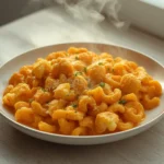 Cauliflower Mac Cheese: Creamy Cauliflower Mac Cheese in a pot with golden cheese sauce and tender vegetable florets.