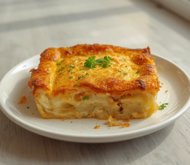 Cheddar Bay Casserole: Golden-brown Cheddar Bay Casserole with bubbly cheese top and fresh parsley garnish