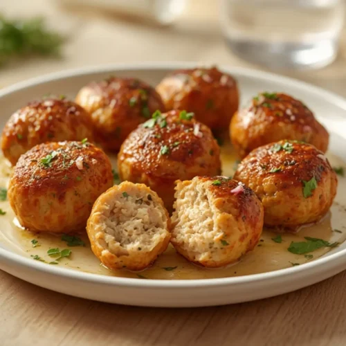 Golden Greek Chicken Meatballs - Juicy & Flavor-Packed 3 greek chicken meatballs