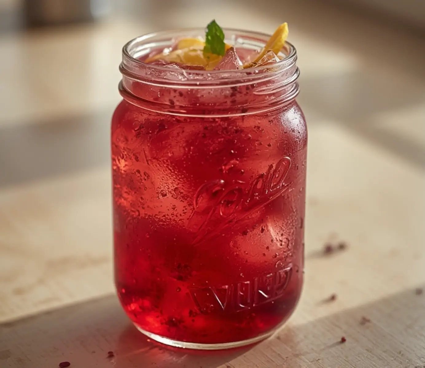 Ultimate Hibiscus Iced Tea for Weight Loss Drinks & Detox Waters 4 Hibiscus Iced Tea: Ruby red hibiscus iced tea in a glass with ice, showing a clear, vibrant color and subtle petal flecks for a refreshing detox drink.