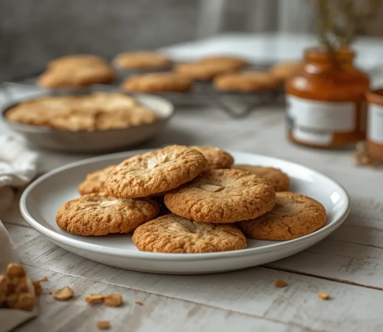 Keto Almond Flour Cookies: Golden keto almond flour cookies with crisp edges on a baking sheet, low carb snack.