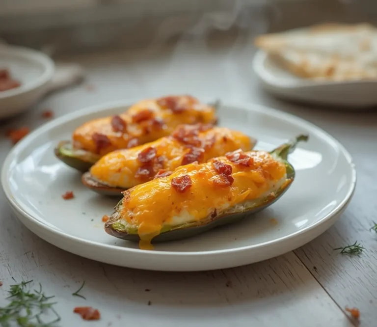 Keto Jalapeno Poppers: Golden keto jalapeno poppers with bubbly cheese and crisp pepper edges on a baking sheet.