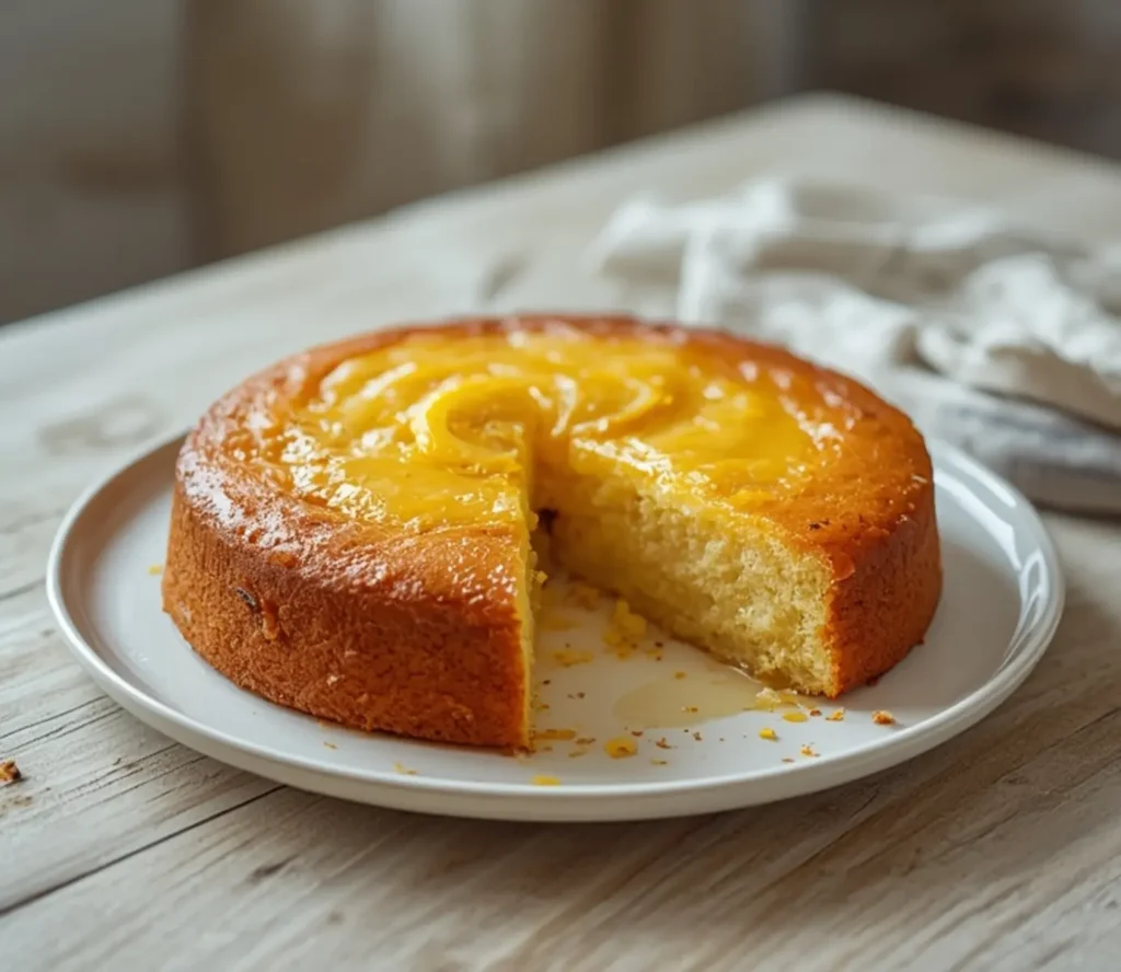 Keto Lemon Pound Cake: Golden Keto Lemon Pound Cake with a moist crumb and zesty glaze on a rustic board.