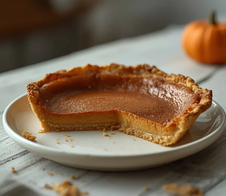 Keto Pumpkin Pie: A creamy keto pumpkin pie with a golden almond crust and glistening filling, topped with a dollop of whipped cream.