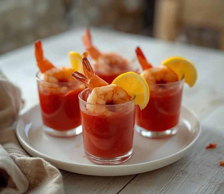 Keto Shrimp Cocktail: Chilled Keto Shrimp Cocktail with zesty red sauce and fresh lemon garnish, perfect for low carb entertaining.
