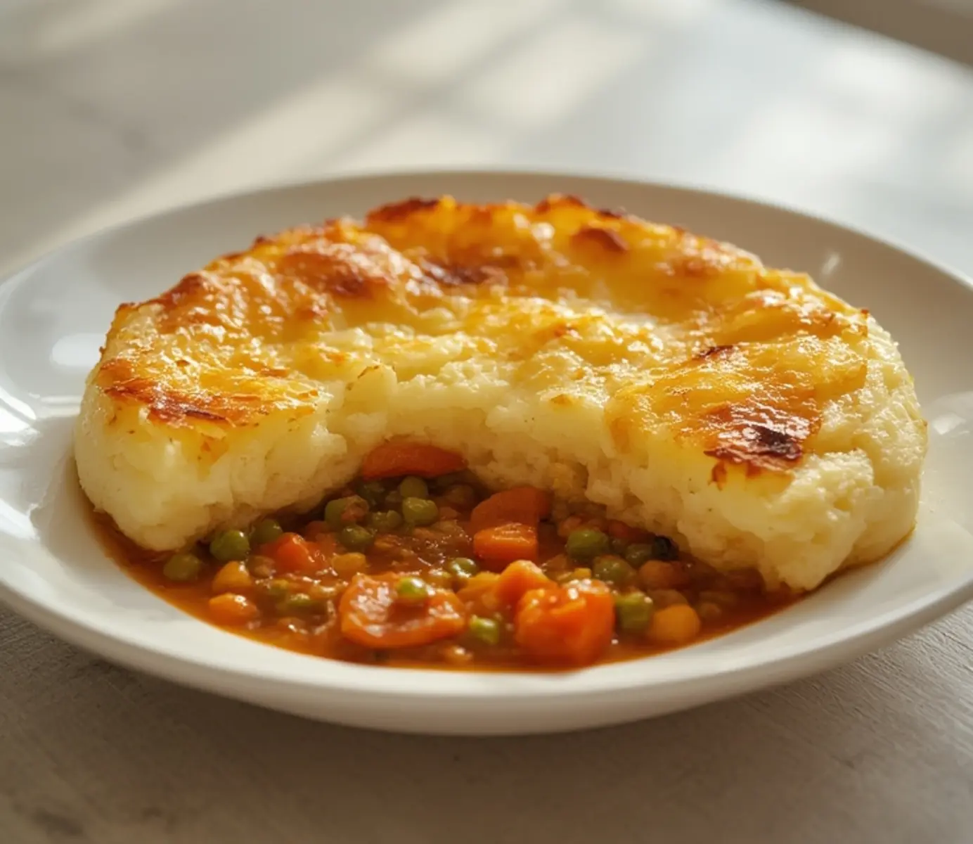 Ultimate Lentil Shepherds Pie Recipe Healthy Comfort Food 4 Lentil Shepherds Pie: Golden-topped Lentil Shepherds Pie in a baking dish with creamy mashed potatoes and visible lentil filling.