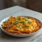 Low Carb Nachos: Crispy low carb nachos with golden melted cheese and fresh jalapeños on a baking sheet