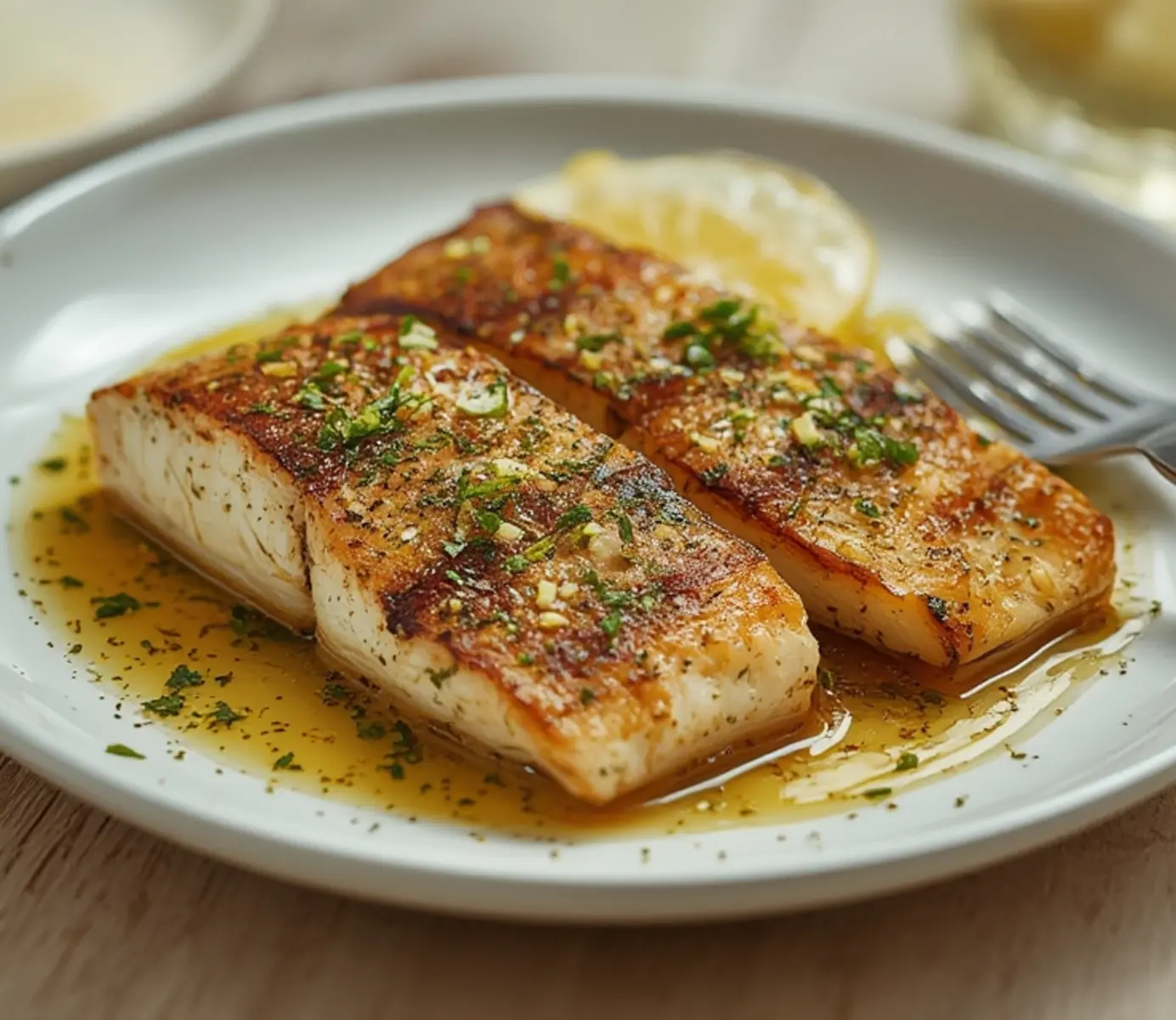 Juicy Mediterranean Swordfish with Lemon Herbs 4 Mediterranean Swordfish: Golden grilled Mediterranean Swordfish steaks with fresh herb crust and lemon zest, flaky and juicy.
