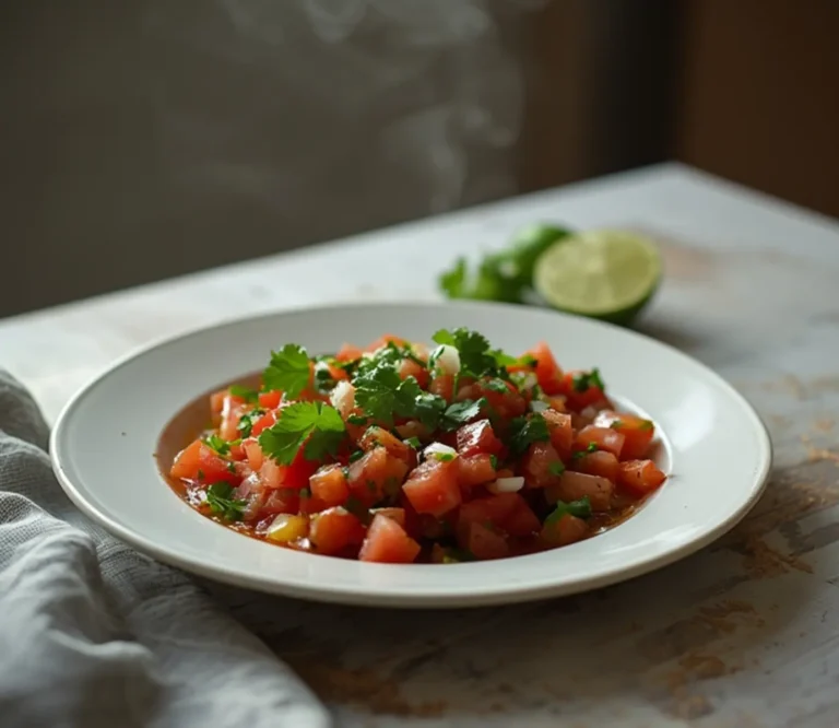 Pico De Gallo: A bowl of fresh Pico De Gallo with ruby-red tomatoes, onions, and cilantro, perfect for Mediterranean Diet Salads.