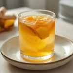 Pineapple Ginger Water: Pitcher of golden pineapple ginger water with fresh fruit slices inside, a healthy detox drink.