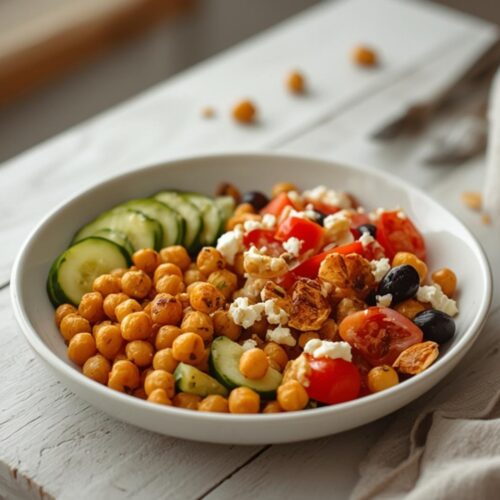 roasted chickpea greek bowl