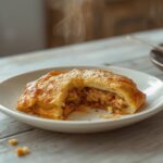 Chicken Gyoza Bake: Golden baked casserole with melted cheese and ground chicken, a keto gyoza bake in a dish.