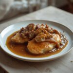 Chicken Madeira Skillet: Golden chicken cutlets in a rich, caramel-brown Madeira sauce with mushrooms in a skillet, a perfect keto dinner.
