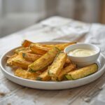 Crispy Zucchini Fries Keto: Golden Crispy Zucchini Fries Keto snack on a plate, perfect for low-carb cravings