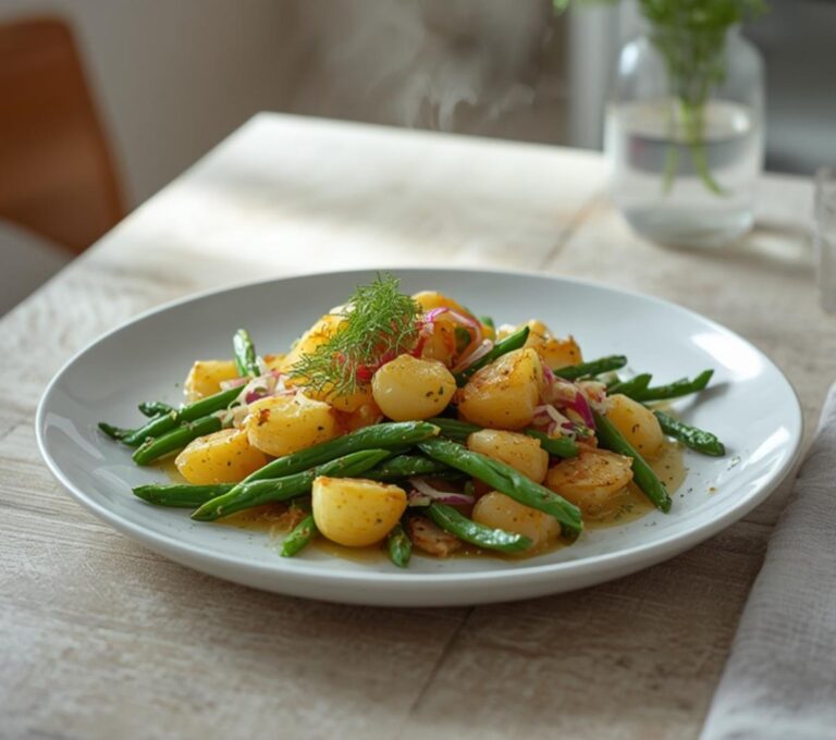 Home 10 Green Bean Potato Salad: Fresh green bean potato salad in a bowl with lemon vinaigrette, golden potatoes, and crisp beans.