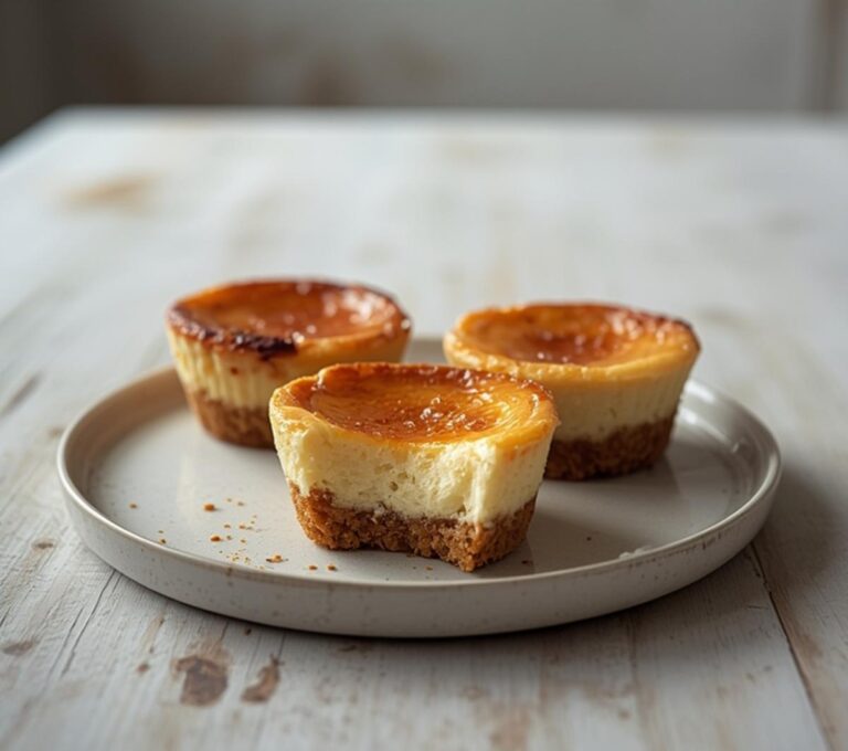 Keto Cheesecake: Creamy no-bake keto cheesecake cups in a muffin tin with a golden crust, ready to eat.