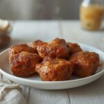 Low Carb Beef Bites: Crispy golden low carb beef bites on a plate, ready for keto snacking with savory parmesan coating.