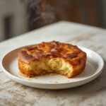 Low Carb Bread Pudding: A golden, caramel-brown low carb bread pudding in a baking dish with a creamy, custard-filled interior and aromatic spices.