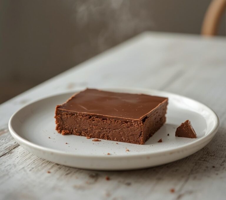 Home 9 Low Carb Chocolate Fudge: Easy low carb chocolate fudge squares with a glistening, creamy texture on a rustic board.