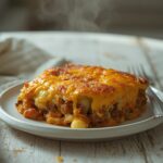 Low Carb Taco Casserole: A golden baked taco casserole with melted cheese and beef layers in a dish, low carb and keto-friendly.