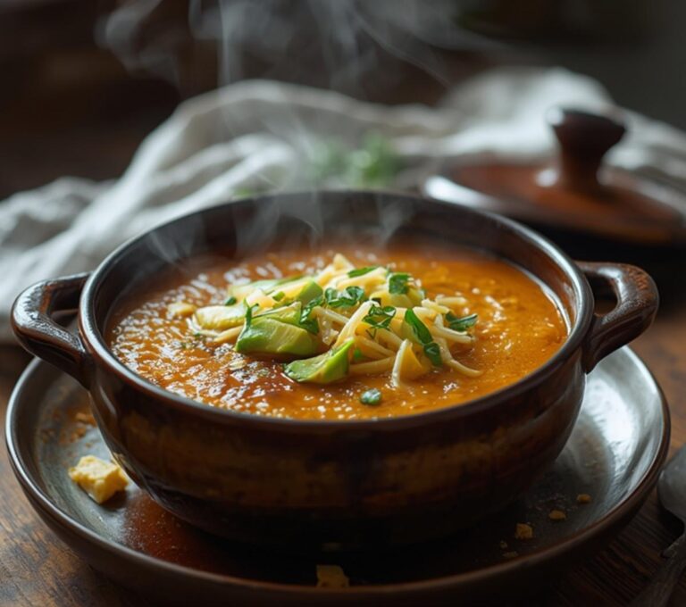 Low Carb Taco Soup: Low Carb Taco Soup in a rustic pot, creamy and rich with melted cheese and fresh avocado garnish.