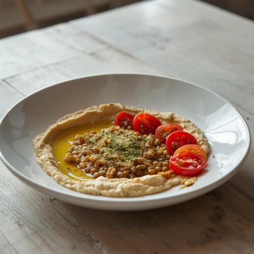 mediterranean lentil hummus bowl