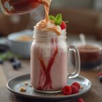 Metabolism Boost Protein Shake: Creamy Metabolism Boost Protein Shake in a glass with ruby-red berries and a cinnamon sprinkle.