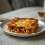Mexican Shredded Chicken Bake: Golden bubbling Mexican shredded chicken bake with melted cheese and colorful beans and corn in a baking dish.
