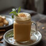Oatzempic Drink: Creamy amber Oatzempic drink in a glass with cinnamon, a weight loss beverage for morning energy.