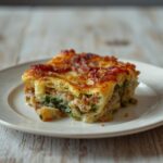 Spinach Bacon Blue Cheese: Golden spinach bacon blue cheese casserole with crispy bacon and melted cheese