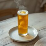 Tropical Turmeric Tonic: Golden Tropical Turmeric Tonic in a glass with pineapple chunks and foam, a refreshing anti-inflammatory drink.
