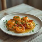 Greek Lemon Garlic Shrimp: Golden skillet of Greek Lemon Garlic Shrimp with glistening sauce and fresh parsley.