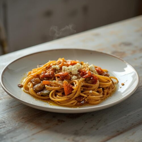 roasted mediterranean veggie pasta